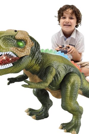 Kids RC Dinosaur Toy Remote Control Dinosaur T-Rex With LED Light Up, Walking & Roaring Realistic Dinosaur Toys