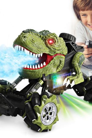 Remote Control Dinosaur Car Rechargeable T-Rex RC Car 360° Stunt Car with Music and Lights